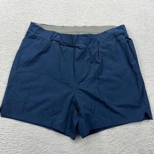 Wellen Performance Lined Shorts Mens Large Navy Blue Elastic Waist 5 Inch Inseam